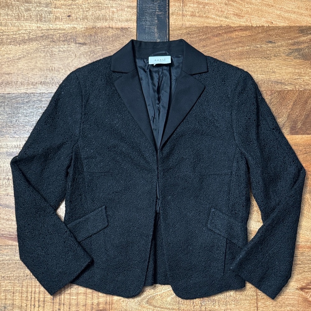 Akris Punto black wool blend textured blazer